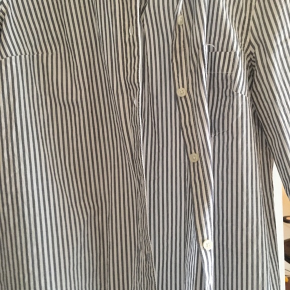 Blue/white long sleeve button up tunic shirt - Picture 4 of 6
